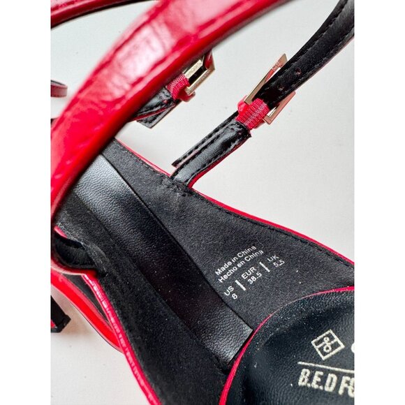 NWOT CALL IT SPRING Biancah Red Vegan Patent Double Ankle Strap Sandals, Size 8 - Picture 10 of 11